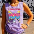 I Survived 100 Days Of School Baseball Cream Drip Boys Comfort Colors Tank Top Lagoon