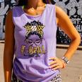 T Ball Mom Messy Bun Leopard Baseball Mom Leopard Comfort Colors Tank Top Lagoon