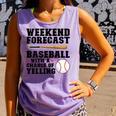 Weekend Forecast Baseball Baseball Mom Comfort Colors Tank Top Lagoon
