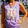 Women Kids Baseball Game Day Vibes Smile Baseball Mom Comfort Colors Tank Top Lagoon