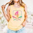 4th Birthday Baseball Bat Ice-Cream Drip 4yrs Old Boys Girls Comfort Colors Tank Top Grey