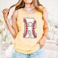 Baseball Alphabet Monogram Initial Letter R Comfort Colors Tank Top Grey
