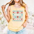 Baseball Catcher Ugly Christmas Sweater Pattern Sports Xmas Comfort Colors Tank Top Grey