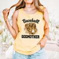 Baseball Godmother Leopard Heart Baseball Mom Game Day Comfort Colors Tank Top Grey