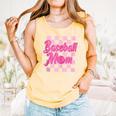 Baseball Mom And Pink Grid Sports Mother Mama Player Comfort Colors Tank Top Grey