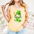 Baseball Player Ice Cream Drip Shamrocks St Patrick's Day Comfort Colors Tank Top Grey