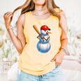 Baseball Snowman Merry Christmas Xmas Pajamas Men Women Kids Comfort Colors Tank Top Grey