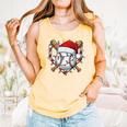 Christmas Baseball Santa Hat For Baseball Players Fans Comfort Colors Tank Top Grey