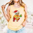 Christmas Gingerbread Man Baseball Player Catcher Comfort Colors Tank Top Grey
