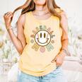 Happy Baseball Mom Groovy Retro Floral Smiling Face Comfort Colors Tank Top Grey Happy Baseball Mom Groovy Retro Floral Smiling Face Comfort Colors Tank Top Grey