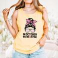 In October We Wear Pink Baseball Mom Messy Bun Breast Cancer Comfort Colors Tank Top Grey In October We Wear Pink Baseball Mom Messy Bun Breast Cancer Comfort Colors Tank Top Grey