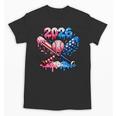 2026 American Flag Baseball Ice Cream Drip Bats Boys Unisex T-Shirt 2026 American Flag Baseball Ice Cream Drip Bats Boys Unisex T-Shirt