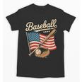 American Flag Baseball Player Bat Fan Catcher Pitcher USA Unisex T-Shirt American Flag Baseball Player Bat Fan Catcher Pitcher USA Unisex T-Shirt
