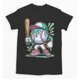 Baseball Character Cartoon Batter Drip Style Women Men Unisex T-Shirt Baseball Character Cartoon Batter Drip Style Women Men Unisex T-Shirt
