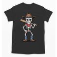 Cowboy Skeleton Baseball Halloween Graphic Unisex T-Shirt
