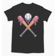 Dripping Pink Baseball Crossed Bats Summer Unisex T-Shirt Dripping Pink Baseball Crossed Bats Summer Unisex T-Shirt
