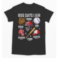 God Says I Am Baseball Player Catcher Pitcher Boys Men Unisex T-Shirt
