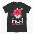 Stealing Hearts And Bases Baseball Player Valentine's Day Unisex T-Shirt