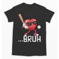 Valentines Bruh Red Heart Playing Baseball Men Boys Kids Unisex T-Shirt