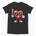 Valentines Day Heart Playing Baseball Boys Men Kids Girls Unisex T-Shirt