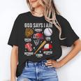 God Says I Am Baseball Player Catcher Pitcher Boys Men Unisex T-Shirt