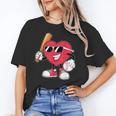 Heart Play Baseball Valentine's Day Teens Boys Girls Kids Unisex T-Shirt