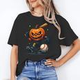 Spooky Halloween Scary Pumpkin Baseball Player Witchy Vibes Unisex T-Shirt