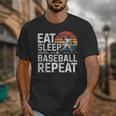 Baseball Fan Vintage Retro Eat Sleep Baseball Repeat Unisex T-Shirt Baseball Fan Vintage Retro Eat Sleep Baseball Repeat Unisex T-Shirt