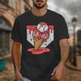 Baseball Ice Cream Drip Baseball Strawberry For Youth Red Unisex T-Shirt Baseball Ice Cream Drip Baseball Strawberry For Youth Red Unisex T-Shirt