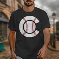 Baseball Sport Player Graphic Monogram Initial Letter C Unisex T-Shirt