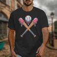 Dripping Pink Baseball Crossed Bats Summer Unisex T-Shirt Dripping Pink Baseball Crossed Bats Summer Unisex T-Shirt