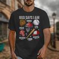 God Says I Am Baseball Player Catcher Pitcher Boys Men Unisex T-Shirt