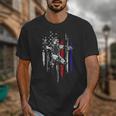 Patriotic Baseball Catcher American Flag Sports Tee Unisex T-Shirt