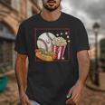 Smiling Baseball Popcorn And Hot-Dog Cartoon Apparel Unisex T-Shirt Smiling Baseball Popcorn And Hot-Dog Cartoon Apparel Unisex T-Shirt