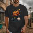 Spooky Halloween Scary Pumpkin Baseball Player Witchy Vibes Unisex T-Shirt
