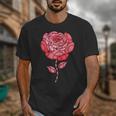 Sporty Rose Graphic With Baseball And Rugby Ball Petals Unisex T-Shirt