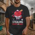 Stealing Hearts And Bases Baseball Player Valentine's Day Unisex T-Shirt
