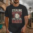 Stealing Hearts Like I Steal Bases Baseball Valentine Retro Unisex T-Shirt