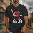 Valentines Bruh Red Heart Playing Baseball Men Boys Kids Unisex T-Shirt