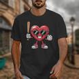 Valentines Day Heart Playing Baseball Boys Men Kids Girls Unisex T-Shirt
