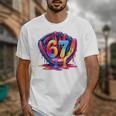 Gen Alpha Slang Ice Cream Drip Six Seven 67 Baseball Catcher Unisex T-Shirt