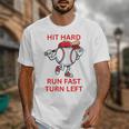 Hit Hard Run Fast Turn Left Baseball Player Premium Tri-Blend Unisex T-Shirt