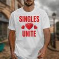 Singles Unite Valentines Day Humor For Singles Raglan Baseball Tee Unisex T-Shirt