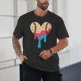 Baseball Drip Melting Ice Cream Baseball Heart Boys Girls Unisex T-Shirt