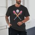Dripping Pink Baseball Crossed Bats Summer Unisex T-Shirt Dripping Pink Baseball Crossed Bats Summer Unisex T-Shirt