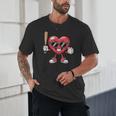 Valentines Day Heart Playing Baseball Boys Men Kids Girls Unisex T-Shirt