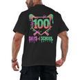 100 Days Of School Baseball Ice Cream Drip 100th Day Player Men's Back Print T-Shirt