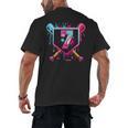 7th Birthday Boys Baseball Ice Cream Drip Boys Baseball Men's Back Print T-Shirt