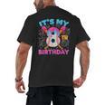 8th Birthday Baseball 8 Year Old Ice Cream Drip Boy Baseball Men's Back Print T-Shirt 8th Birthday Baseball 8 Year Old Ice Cream Drip Boy Baseball Men's Back Print T-Shirt