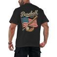 American Flag Baseball Player Bat Fan Catcher Pitcher USA Men's Back Print T-Shirt American Flag Baseball Player Bat Fan Catcher Pitcher USA Men's Back Print T-Shirt